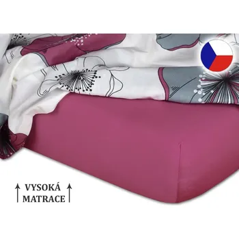 Jersey prostěradlo na vysokou matraci 180x200x25 EXCLUSIVE Ostružinová