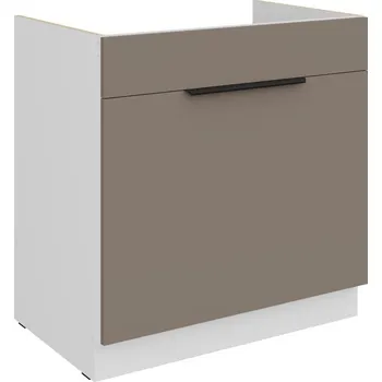 Kuchyňská skříňka Dolní skříňka na dřez LUNARA - šířka 80 cm, tmavě béžová / bílá