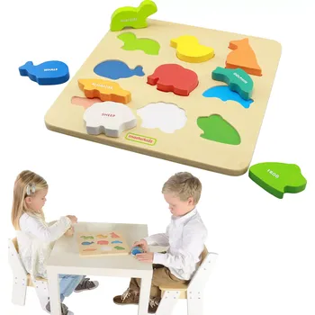 Dřevěná hračka Dřevěná třídicí deska barevných zvířátek MASTERKIDZ Montessori