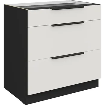 Kuchyňská skříňka Dolní šuplíková skříňka LUNARA - šířka 80 cm, bílá / černá