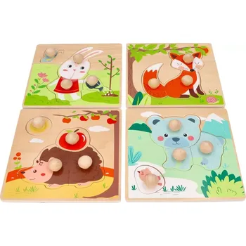 Dřevěná hračka Adam Toys zábavné vkládací puzzle 4 roční období