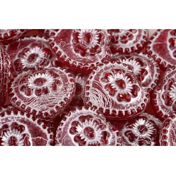 Korálek Rutkovsky Srdíčka s růží č.2858 červená 17 mm 2 ks