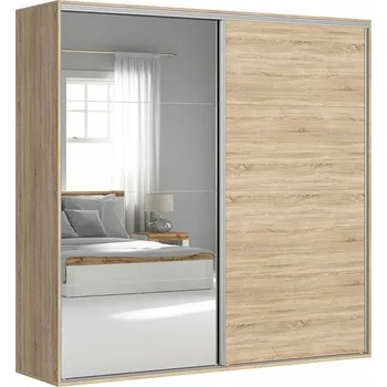 Šatní skříň Black Red White Flex 5 (dub sonoma + bílá) (se zrcadlem)