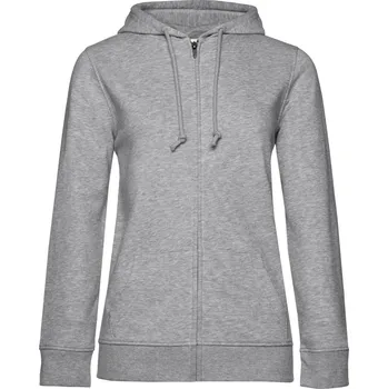 Dámská mikina B&C Dámská mikina na zip s kapucí Inspire Zipped Hood_° Barva: Šedý melír, Velikost: S