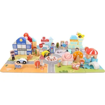 Stavebnice eliNeli Dřevěné stavební kostky Metropole 104 ks