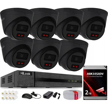 Bezpečnostní kamera IP monitoring 4MPx 7 venkovních kamer 4 PoE HiLook Aplikace HikConnect