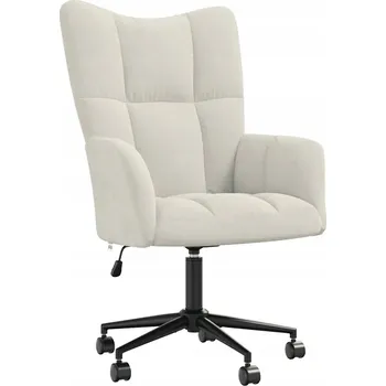 Kancelářská otočná židle krémová s sametovým povrchem, 61,5 x 69 x (94,5-102) cm