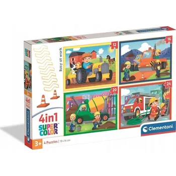 Puzzle Puzzle 4v1 Povolání Den v Práci 21741 Hasiči Den na Vesnici Clementoni 3+