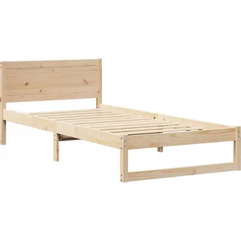 Postel Rám postele s čelem z masivního borovicového dřeva, hnědá, 75 x 190 cm