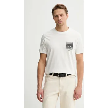 Pánská móda Bavlněné tričko HUGO Deyss 50553755 béžová 01X, vel. XS