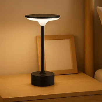 Lampička NOČNÍ LAMPA BEZDRÁTOVÁ LED ČERNÁ STOLNÍ DOTYKOVÁ USB NA STŮL