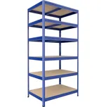 Regál do domácnosti Biedrax 35 x 60 x 180 cm, modrý, 6 polic MDF, nosnost 200 kg na polici