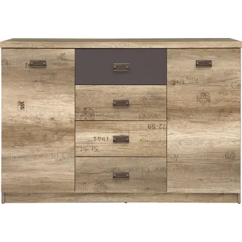 Komoda Black Red White Malcolm KOM2D4S