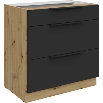 Kuchyňská skříňka Dolní šuplíková skříňka LUNARA - šířka 80 cm, černá / dub artisan