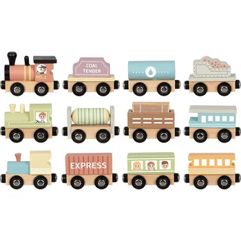 Dřevěná hračka Sada dřevěných vláčků