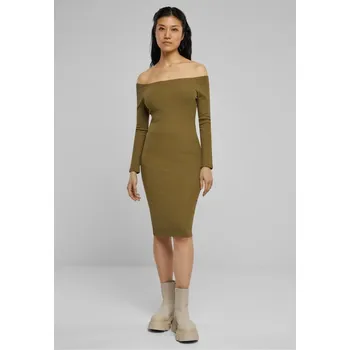 Dámské šaty Ladies Off Shoulder Longsleeve Rib Dress - tiniolive M
