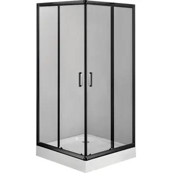 Deante Čtvercový sprchový kout Funkia 90x90 cm KDDZN41K, černá/transparent + sprchová vanička bílá