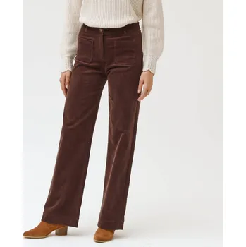 Dámské kalhoty Široké manšestrové kalhoty, pro vyšší postavu čokoládová 42