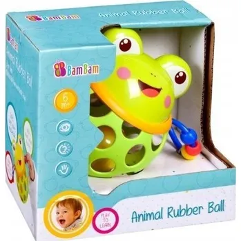 BAM BAM GUMOVÝ MÍČEK S CHRASTÍTKEM ŽÁBA 3m+