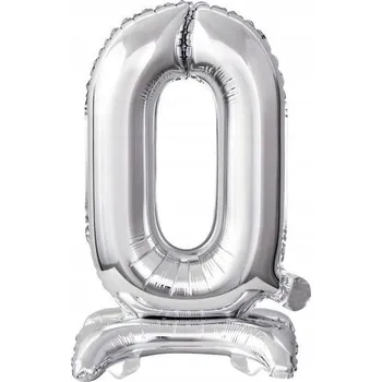 Balónek Fóliový balónek Greatstore číslo 0 stojící, 38 cm, stříbrný
