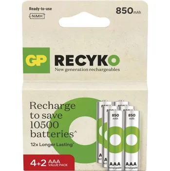 Článková baterie Nabíjecí baterie GP ReCyko 850 AAA (HR03), 6 ks