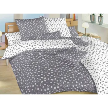 Povlečení Bavlněné povlečení KOMFORT Anežka bílá/tmavě šedá DUO 2x 70x90, 240x220