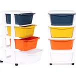 MODERNHOME - Knihovna se 4 výsuvnými zásuvkami nohy s kolečky