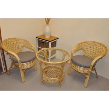 Axin Trading s.r.o. Ratanová sedací souprava Kina medová polstr šedý melír