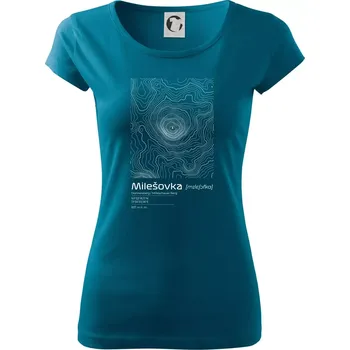 Dámské tričko Milešovka - vrstevnice v obdélníku - Dámské triko Pure - XS ( Petrolejová )
