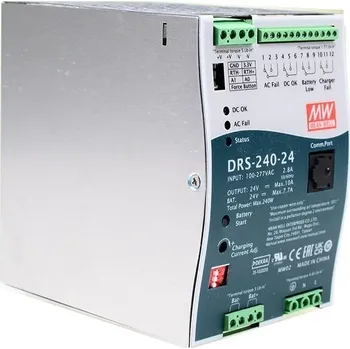 spínaný zdroj MEANWELL • DRS-240-24 • Průmyslový zdroj na DIN 240W 24V s UPS funkcí DRS-240-24