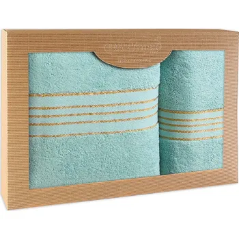 Ručník Bavlněný ručník sada 2 ručníků v krabičce 50x90 70x140 světle tyrkysová
