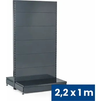 Prodejní regál Prodejní regál oboustranný, plné stěny, 2200 x 1000 x 900 mm, základní, antracit
