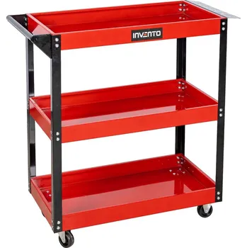 Dílenský vozík s 3 policemi, otočnými kolečky a madlem, 140 kg, Invento INVTL02
