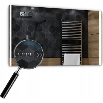 Zrcadlo Zrcadlo s LED podsvícením 160x60 cm Seattle s Dotykovými Hodinami
