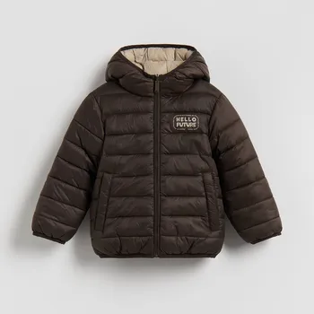 Reserved - Oboustranná bunda s kapucí - tmavě hnědá - 778HF-89X - 778HF-89X-98