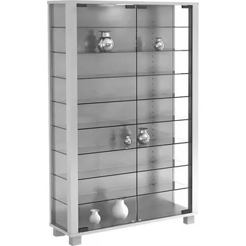 Komoda Vcm Vitrína Lumo Mini, stříbrná