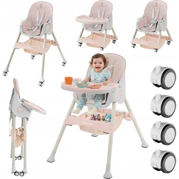 Jídelní židlička Jídelní židlička Orsetto růžová 4v1 skládací s bezpečnostními pásy