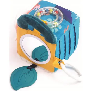 Hračka pro nejmenší LUDI Senzorická textilní kostka pro děti od 3 měsíců