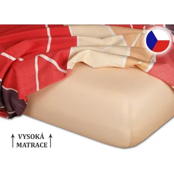 Jersey prostěradlo na vysokou matraci 180x200x25 EXCLUSIVE Medová
