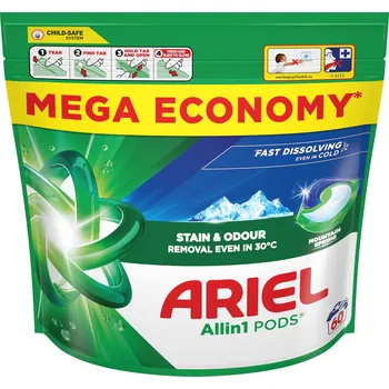 Prací prostředek Kapsle na praní bílého prádla ARIEL Mountain Spring Allin1 60ks
