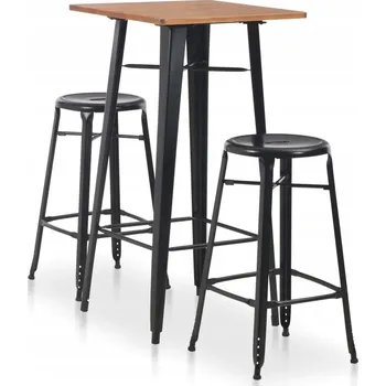 Jídelní set 3dílná barová souprava, ocel, černá