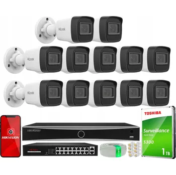 Bezpečnostní kamera IP Monitorovací Set 12 kamer Full HD PoE HiLook od Hikvision - Rozšiřitelný