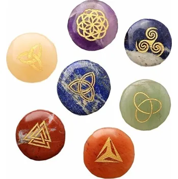 Čakrová sada kamenů s keltskými symboly 7x cca 3,5 cm
