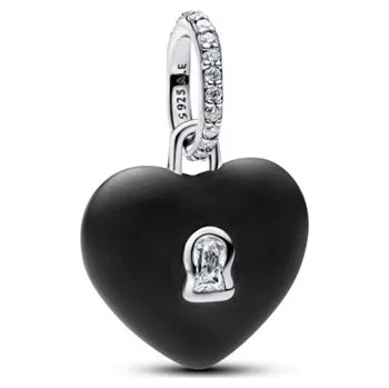 Přívěsek Visací přívěsek PANDORA Černý srdcový zámek 794424C02