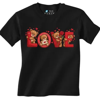 Chlapecké tričko Dětské tričko Valentýnský Medvídek LOVE (Velikost: 7-8, Barva: Černá)