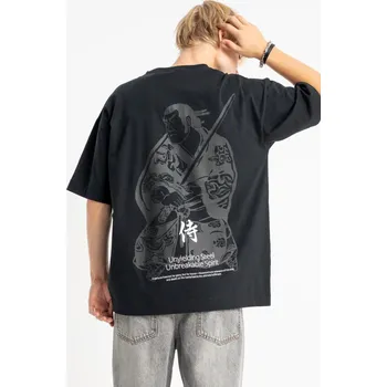 Chlapecké tričko Reporter Young | Chlapecké černé OVERSIZE tričko s japonským motivem samuraje na zádech - Barva ČERNÁ, Velikost 170 261-0440B-03-100-1