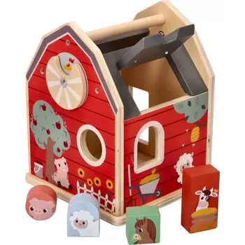 Hračka pro nejmenší Dřevěný farma-odkládací box s tvary