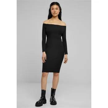 Dámské šaty Ladies Off Shoulder Longsleeve Rib Dress - black XS