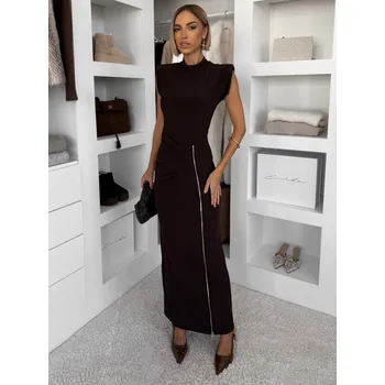 Dámské šaty Tmavě hnědé dlouhé elastické šaty LABUA Velikost: ONESIZE