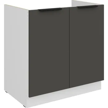 Kuchyňská skříňka Dřezová skříňka LUNARA - šířka 80 cm, grafit / bílá